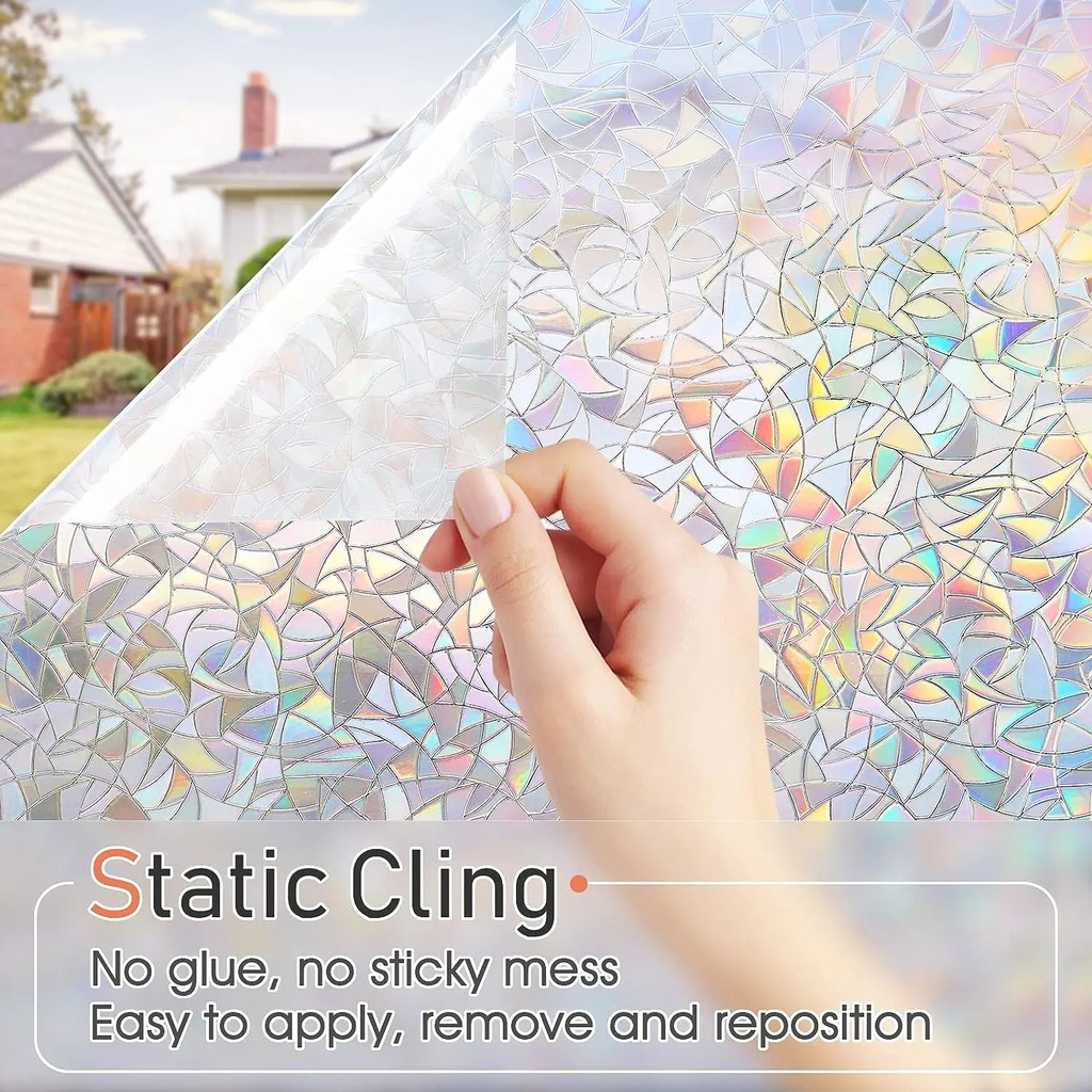 رول ستيكر لاصق لتزيين الشبابيك الزجاجية شفاف عاكس للالوان 45*200 سم
