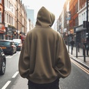 Wild Tiger هودي اوفر سايز قطن للرجال باللون البيج