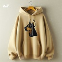 Doberman Dog هودي اوفر سايز قطن للرجال باللون البيج