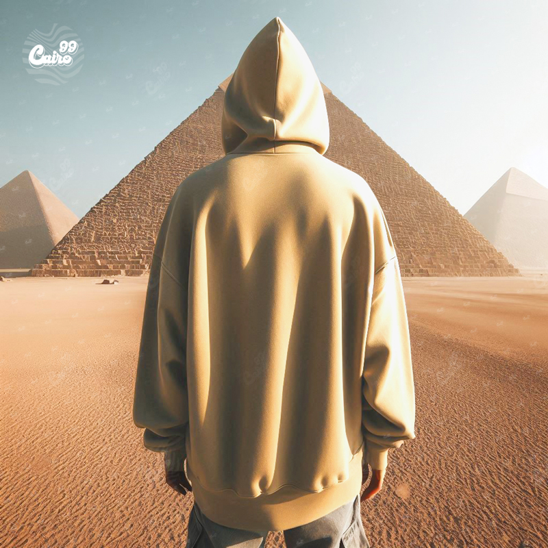 هودي &quot;القاهرة&quot; اوفر سايز قطن للرجال باللون البيج