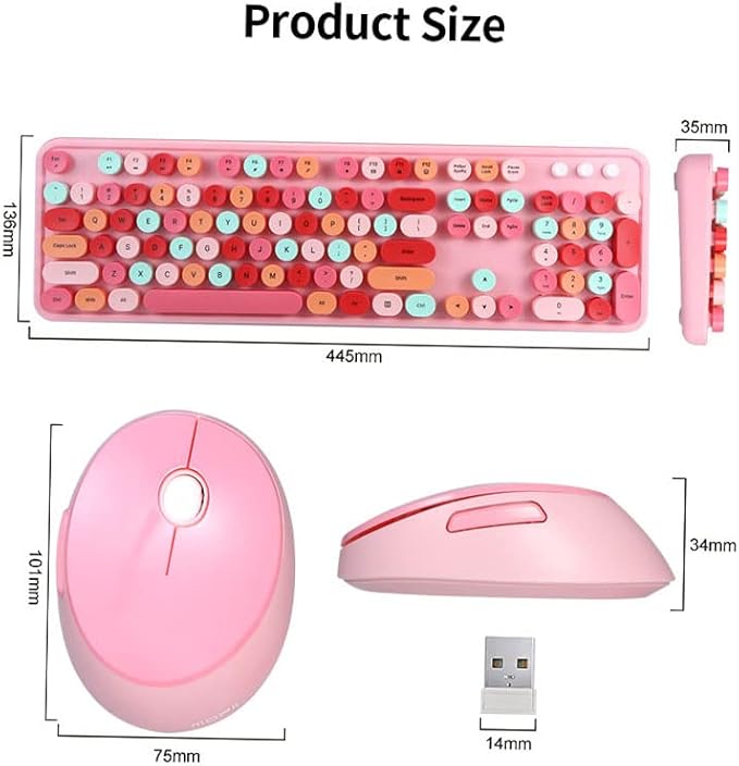 مجموعة ماوس وكيبورد وايرليس بمفاتيح دائرية ملونة لاجهزة الكمبيوتر الشخصية والمحمولة واجهزة ماك