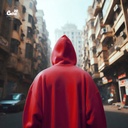 هودي &quot;القاهرة&quot; اوفر سايز قطن للرجال باللون الاحمر