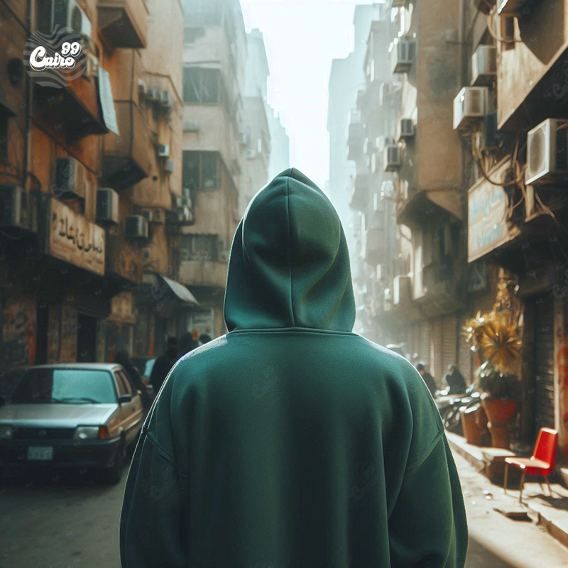 هودي "كايرو" اوفر سايز قطن للرجال باللون الاخضر