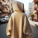 هودي &quot;كايرو&quot; اوفر سايز قطن للنساء باللون البيج