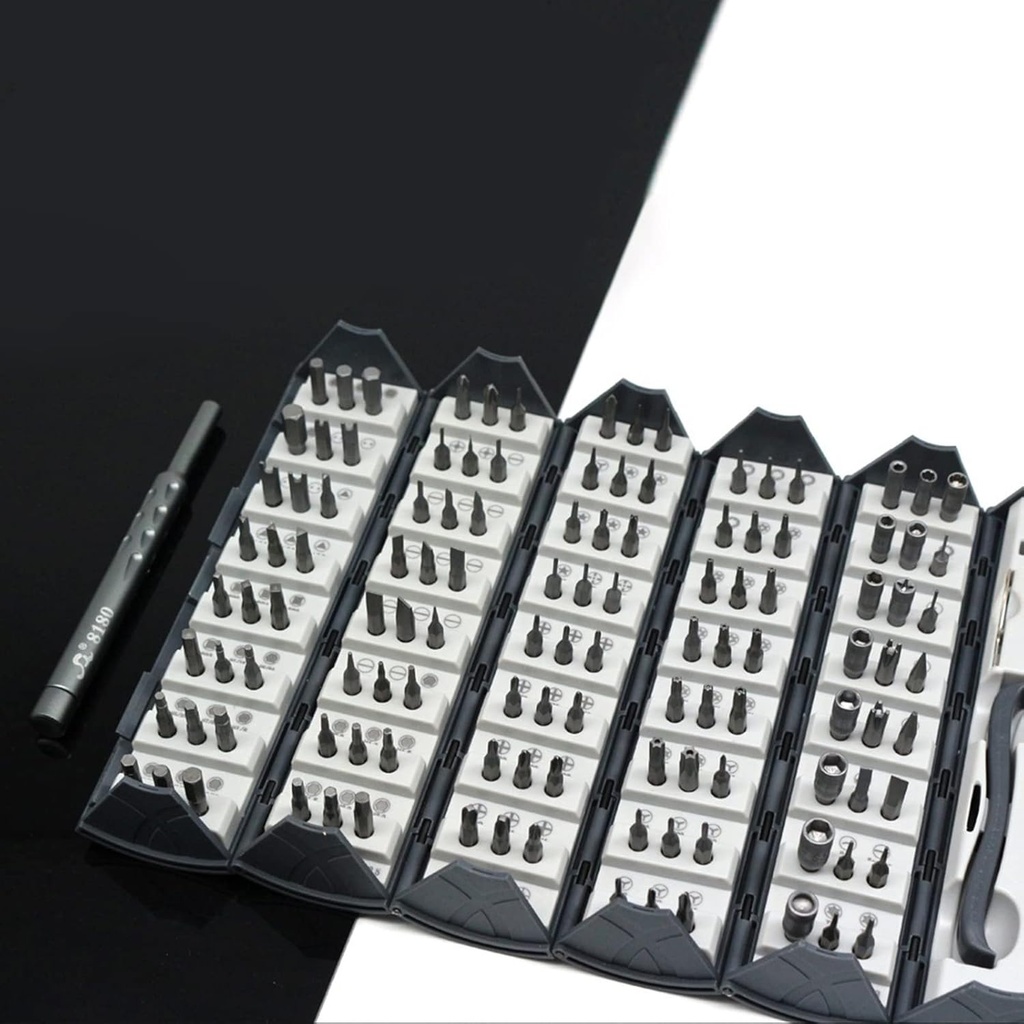 صندوق رؤوس مفكات متنوعة مضغوط غير قابل للميل  للورش واعمال الصيانة – 128 قطعة