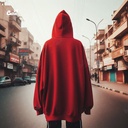 هودي &quot;كايرو&quot; اوفر سايز قطن للنساء باللون الاحمر