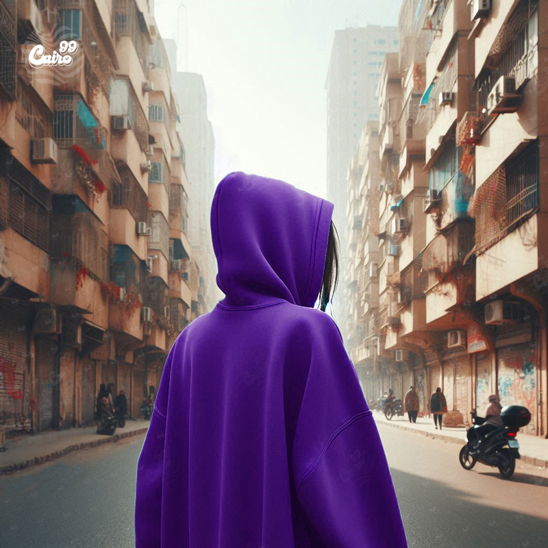 هودي &quot;القاهرة&quot; اوفر سايز قطن للنساء باللون الموف