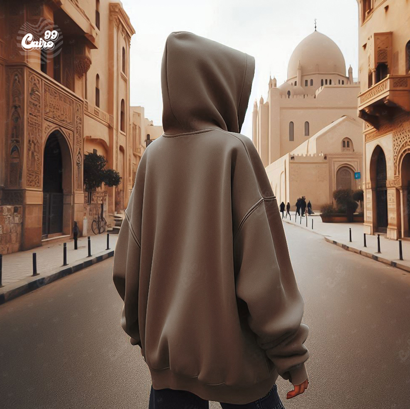 هودي &quot;القاهرة&quot; اوفر سايز قطن للنساء باللون البني