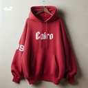 Cairo هودي اوفر سايز قطن للنساء باللون الاحمر