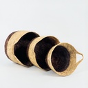 طقم سلال 3 قطع للملابس ولعب الاطفال والمخدات وقطع الديكور وللزرع الصناعي والطبيعي بيد من الخوص