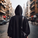 &quot; معلش &quot; هودي اوفر سايز قطن للرجال باللون الاسود