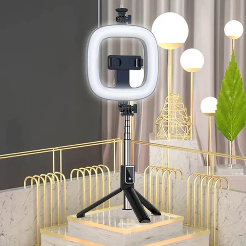 رينج لايت بلوتوث باضاءات متعددة وطول قابل للتعديل حتي 94.5 سم للتصوير والبث المباشر  - للموبايل والكاميرا