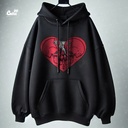 Fix Your Heart هودي اوفر سايز قطن باللون الاسود للرجال