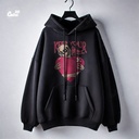 Keep Your Heart  هودي اوفر سايز قطن باللون الاسود للنساء