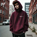 Keep Happy هودي اوفر سايز قطن للرجال باللون النبيتي