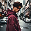 Fuck هودي اوفر سايز قطن للرجال باللون النبيتي