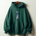 Blue Sky هودي اوفر سايز قطن للنساء باللون الاخضر