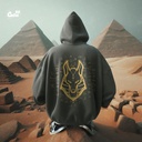 Golden Anubis  هودي اوفر سايز قطن باللون الرمادي