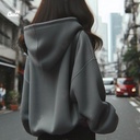 Just Breathe 🤍 هودي اوفر سايز قطن باللون الرمادي