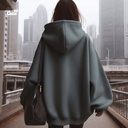 I am Enough هودي اوفر سايز قطن  باللون الرمادي  