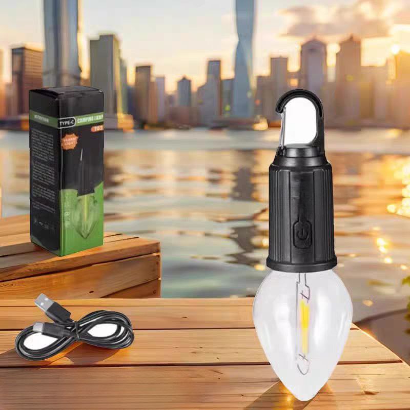 كشاف تخييم محمول شكل لمبة ب 3 مستويات اضاءة  - معلق قابل للشحن