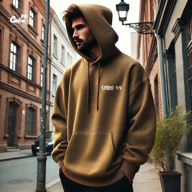 Fight For Your Right هودي اوفر سايز قطن للرجال باللون البني