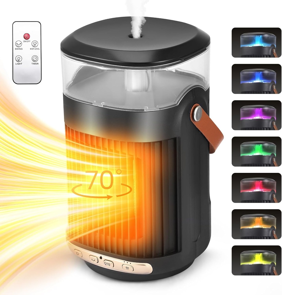 دفاية مكتب كهربائية دوارة 90 درجة مع مرطب جو بالبخار - 800 واط