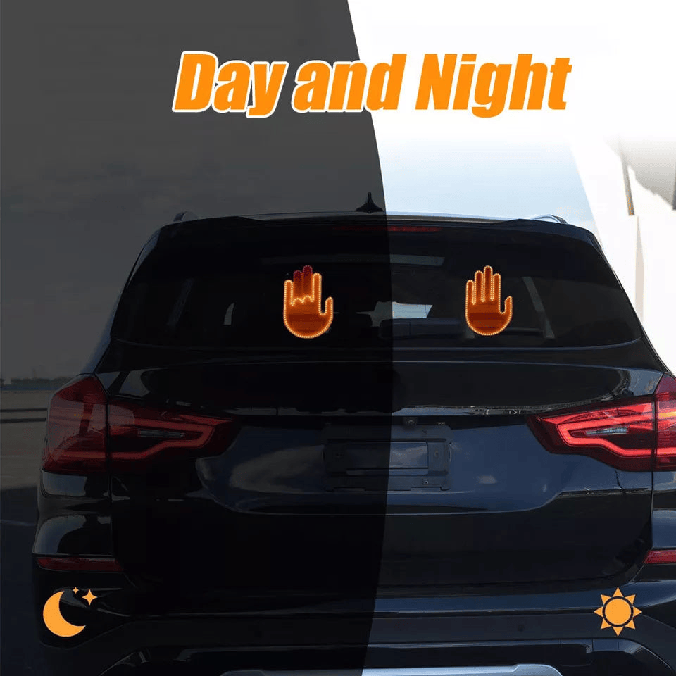 اشارة ليد ملونة شكل كف ب 3 اوضاع مختلفة مع ريموت للتحكم عن بعد لتزين السيارة