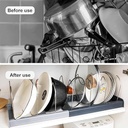 حامل ومنظم لاغطية الحلل والمقالي 7 خانات قابلة للتعديل