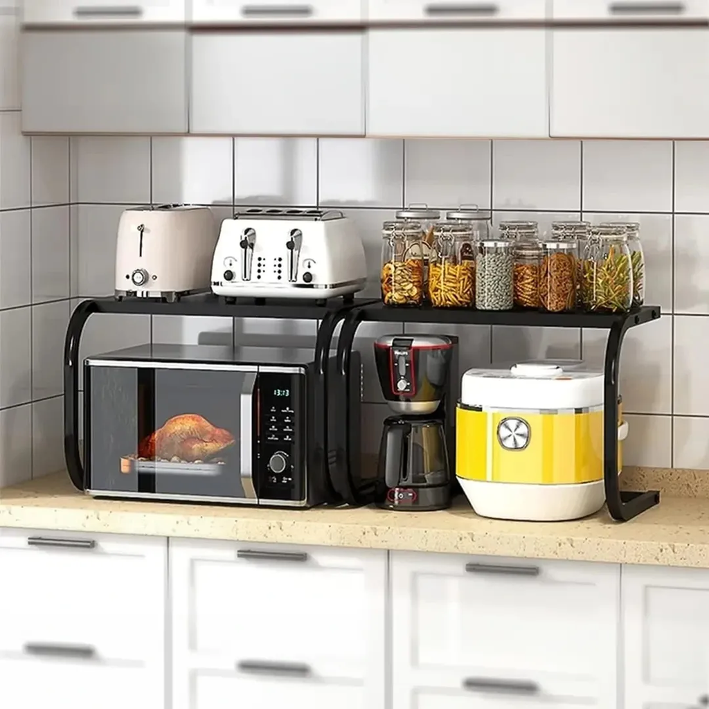 استاند علوي للميكرويف من المعدن لتنظيم وترتيب مستلزمات المطبخ