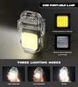 ولاعة كهربائية مقاومة للماء بكشاف ب 3 درجات إضاءة مختلفة لرحلات البحر والتخييم قابلة لإعادة الشحن