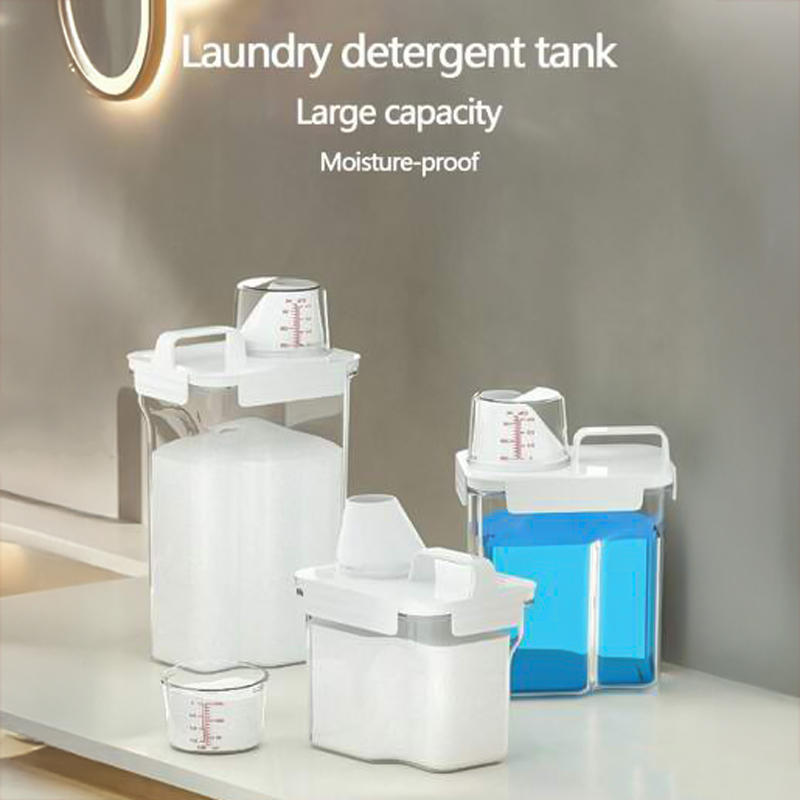 علبة تخزين مسحوق  الغسيل 1800 ملي مع كوب معياري محكم الغلق