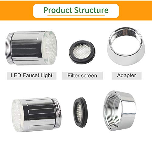 وصلة حنفية ليد ب 3 الوان مختلفة متغيرة علي حسب درجة حرارة المياة