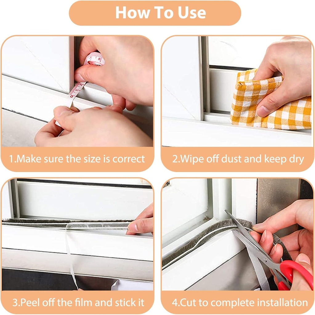 شريط عازل ذاتي اللاصق مزود بشعيرات لمنع وتسريب الغبار _ 5 متر