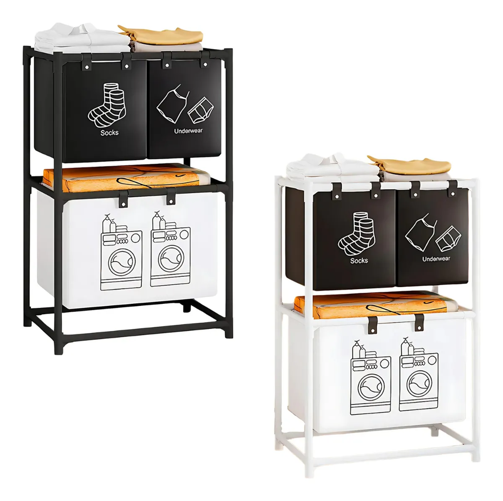 استاند غسيل 2 دور مقسم الي 3 باسكت لحمل وتخزين الملابس