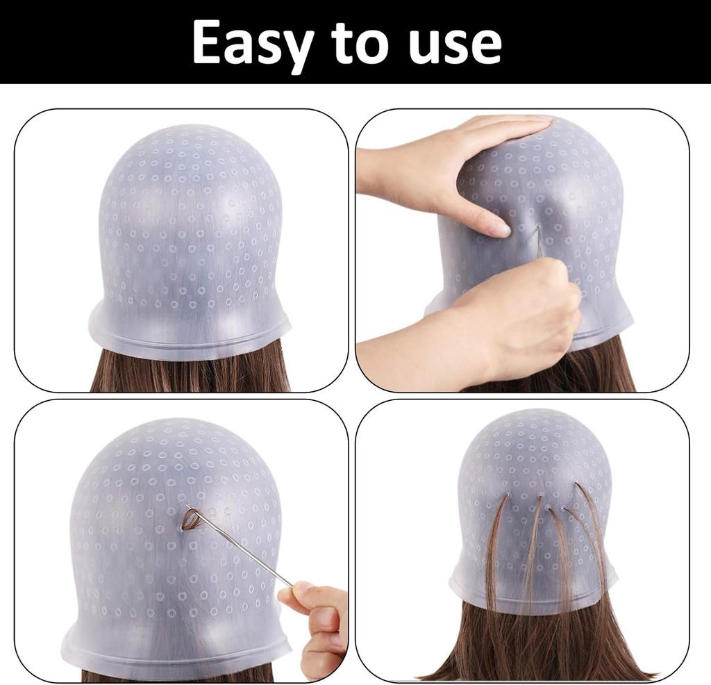 بونيه صبغة سيليكون مثقوب بفتحات لتوزيع اللون بدقة مع ابره للسحب