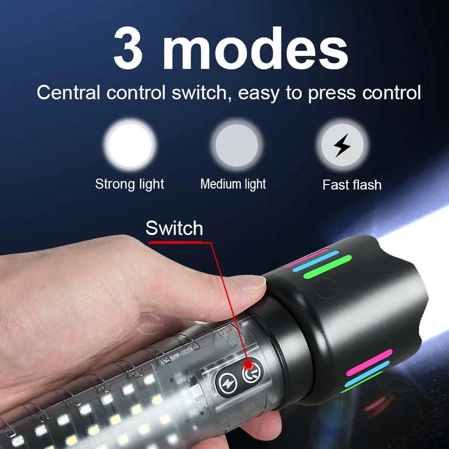 كشاف طوارئ ب 3 اوضاع اضاءة مختلفة مزود بيو اس بي للشحن