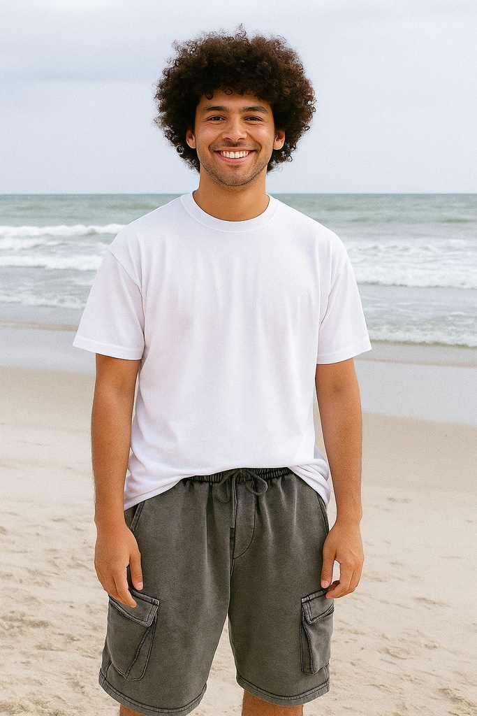 شورت اوفر سايز قطن باللون الرمادي للرجال