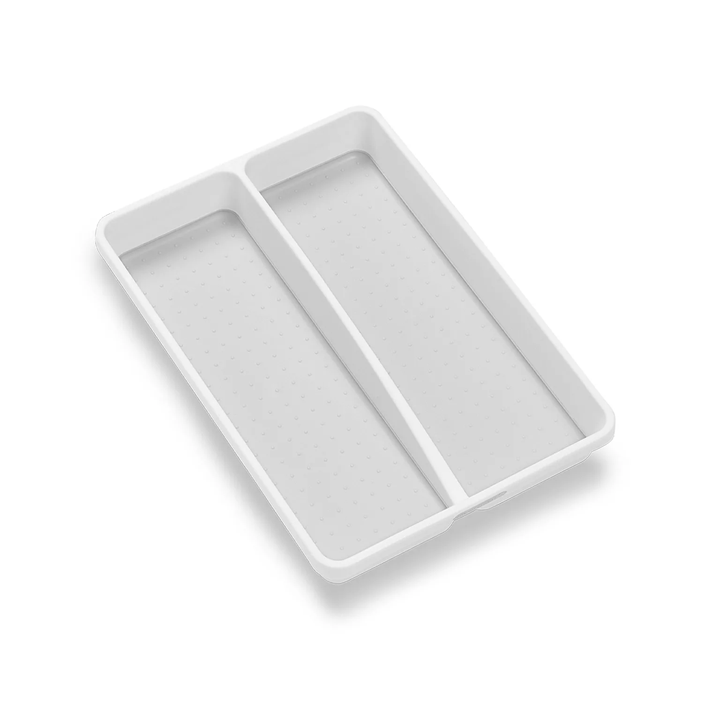 منظم لدرج المطبخ مقسم 2 خانة سيليكون من الداخل لتنظيم المعالق والشوك