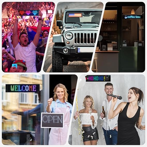 شاشة ليد مرنة قابلة للبرمجة بالموبايل بالوان ار جي بي لنوافذ السيارة مع ريموت تحكم عن بعد