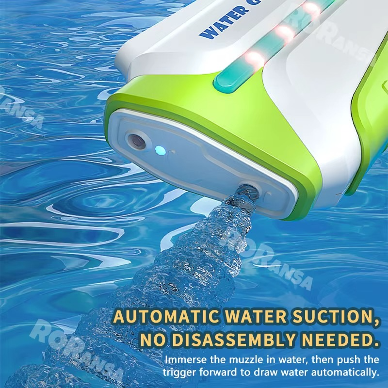 مسدس مياه باضاءه ليد ملونه مزود بخاصية الشفط التلقائي يعمل بالبطارية