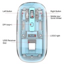 ماوس بلوتوث بتصميم شفاف لاسلكي ثلاثي الاوضاع مع منفذ يو اس بي