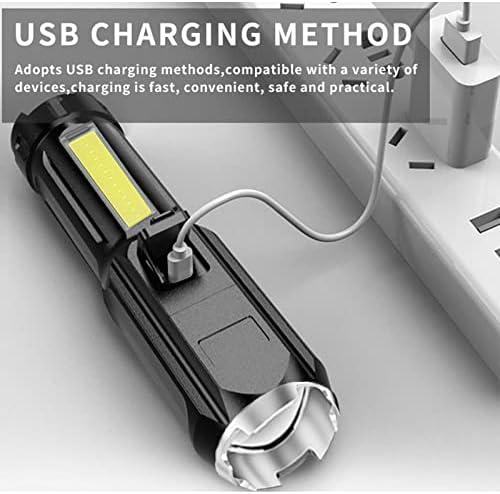 كشاف ميني مع خاصية الزوم القابلة للتعديل ب 4 درجات اضاءاه مختلفة _ مع يو اس بي للشحن