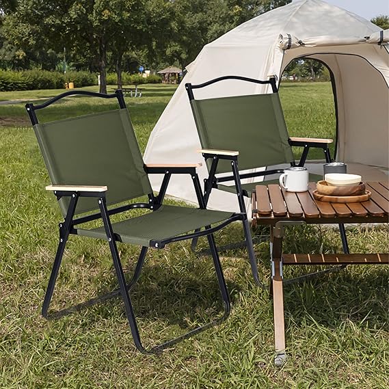 كرسي رحلات محمول  قابل للطي مع مسند ضهر وذراعين