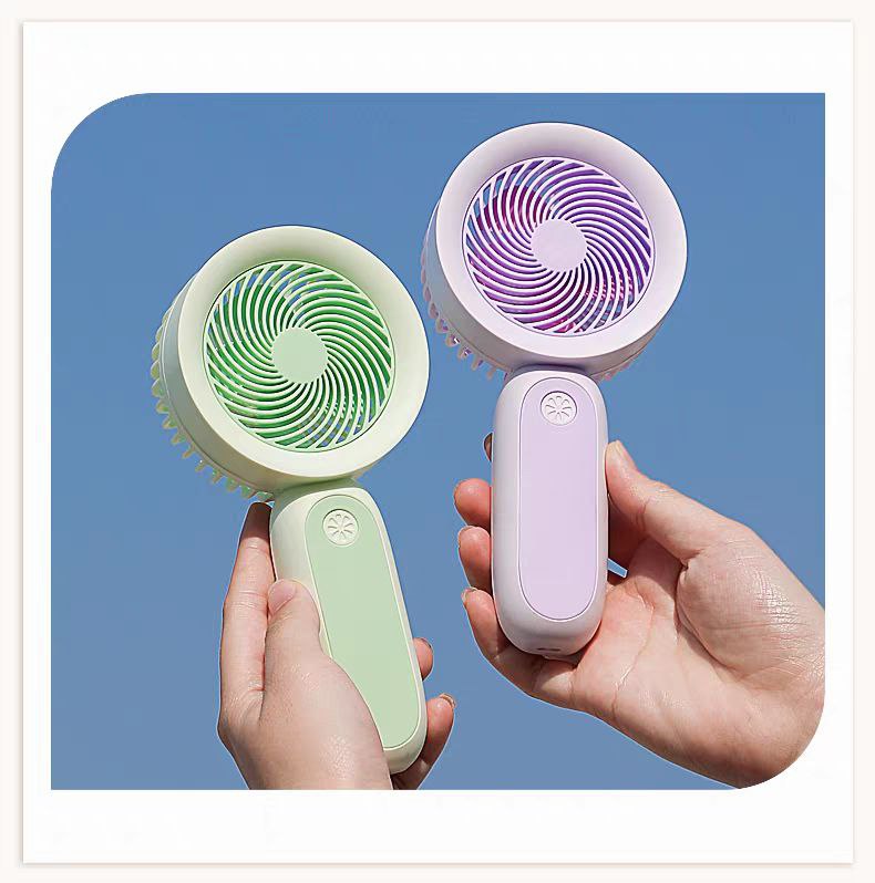 مروحة يد محمولة بضوء ليد وسرعتين _ بيو اس بي للشحن