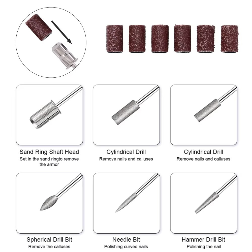 قلم العناية بالأظافر 6 في 1 للبرد والتحديد والتلميع وإزالة الجلد الميت في المنزل بسهولة