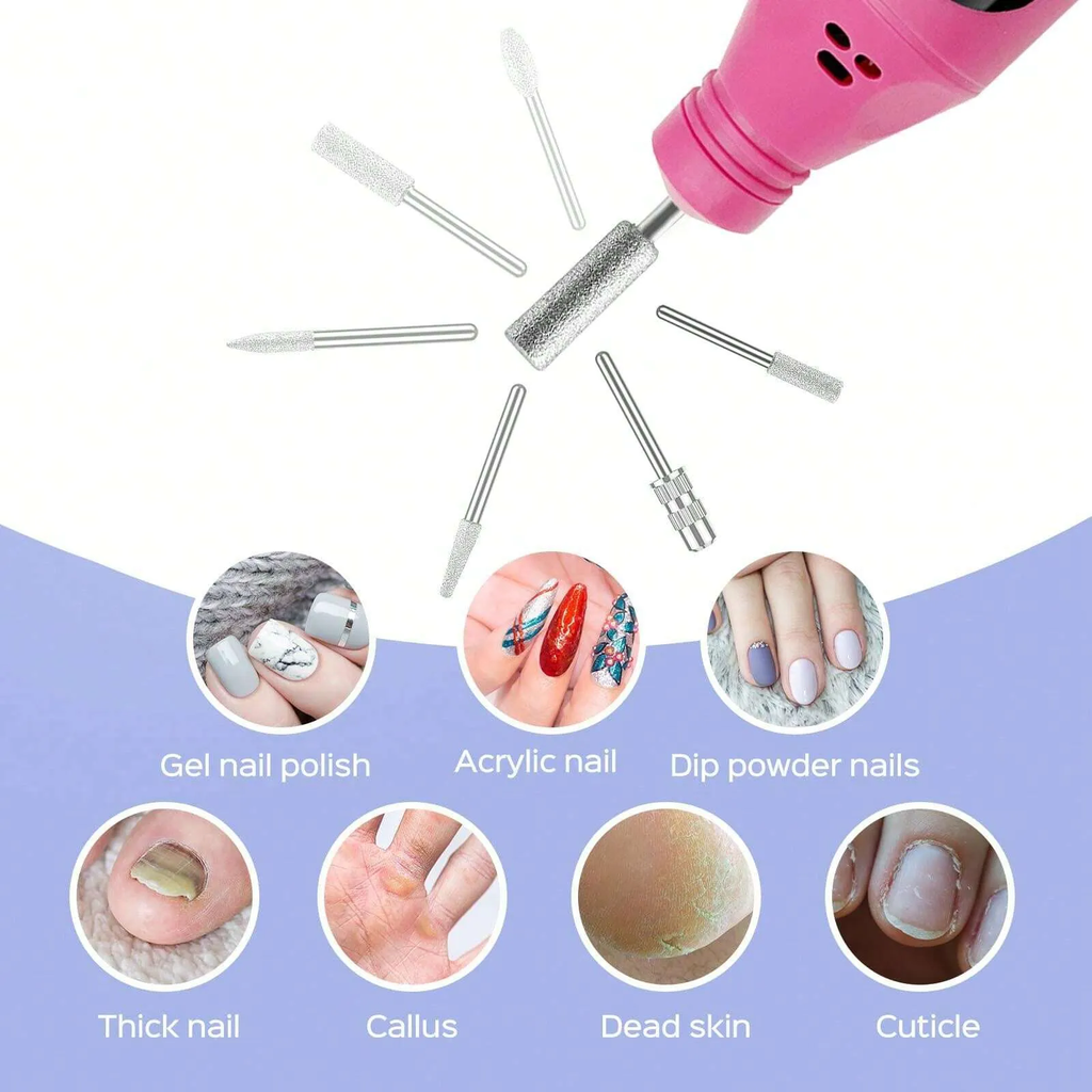 قلم العناية بالأظافر 6 في 1 للبرد والتحديد والتلميع وإزالة الجلد الميت في المنزل بسهولة