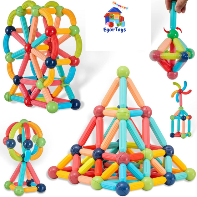 صندوق مكعبات مغناطيسي ثلاثي الأبعاد للأطفال _ 90 قطعة