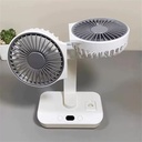 مروحة مكتب مزدوجة الرأس ب 4 سرعات مع إضاءة ليد قابلة لإعادة الشحن بيو اس بي