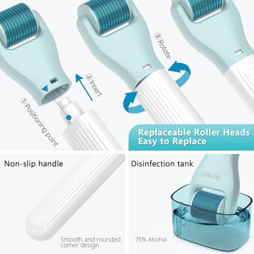 مجموعة ديرما رولر 10 في 1 للوجه والجسم والشعر  مع 9 رؤوس قابلة للاستبدال